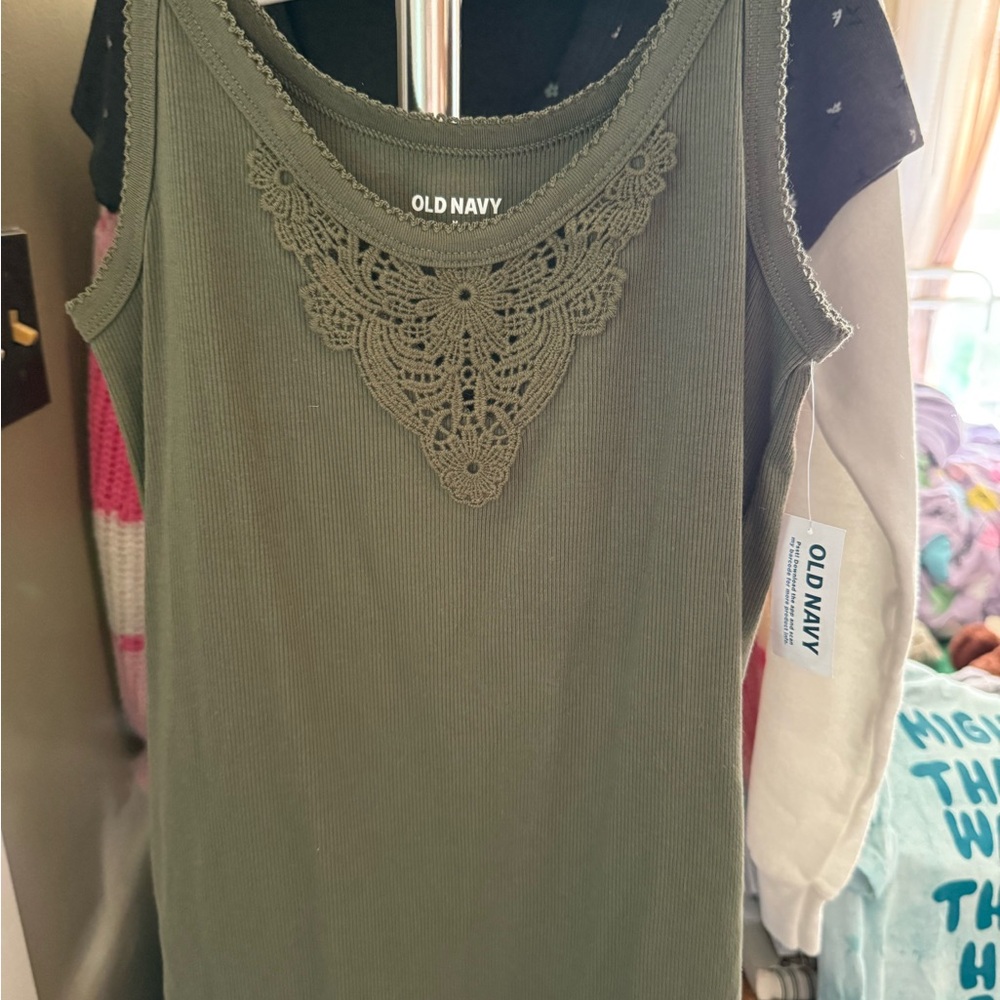 Old Navy Women's Green Lace Trim Top